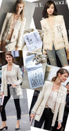 CHANEL 17PF Ivory Cream Wool Tweed Coat Jacket 38 40 シャネル アイボリー クリーム ウール ツイード コート ジャケット 即発