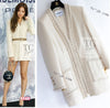 CHANEL 17PF Ivory Cream Wool Tweed Coat Jacket 38 40 シャネル アイボリー クリーム ウール ツイード コート ジャケット 即発