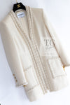 CHANEL 17PF Ivory Cream Wool Tweed Coat Jacket 38 40 シャネル アイボリー クリーム ウール ツイード コート ジャケット 即発