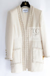 CHANEL 17PF Ivory Cream Wool Tweed Coat Jacket 38 40 シャネル アイボリー クリーム ウール ツイード コート ジャケット 即発