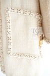 CHANEL 17PF Ivory Cream Wool Tweed Coat Jacket 38 40 シャネル アイボリー クリーム ウール ツイード コート ジャケット 即発