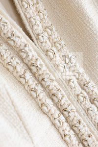 CHANEL 17PF Ivory Cream Wool Tweed Coat Jacket 38 40 シャネル アイボリー クリーム ウール ツイード コート ジャケット 即発