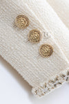 CHANEL 17PF Ivory Cream Wool Tweed Coat Jacket 38 40 シャネル アイボリー クリーム ウール ツイード コート ジャケット 即発