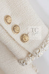 CHANEL 17PF Ivory Cream Wool Tweed Coat Jacket 38 40 シャネル アイボリー クリーム ウール ツイード コート ジャケット 即発
