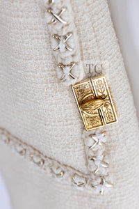CHANEL 17PF Ivory Cream Wool Tweed Coat Jacket 38 40 シャネル アイボリー クリーム ウール ツイード コート ジャケット 即発