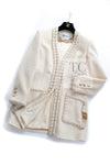 CHANEL 17PF Ivory Cream Wool Tweed Coat Jacket 38 40 シャネル アイボリー クリーム ウール ツイード コート ジャケット 即発