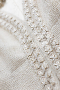 CHANEL 17PF Ivory Cream Wool Tweed Coat Jacket 38 40 シャネル アイボリー クリーム ウール ツイード コート ジャケット 即発