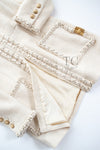 CHANEL 17PF Ivory Cream Wool Tweed Coat Jacket 38 40 シャネル アイボリー クリーム ウール ツイード コート ジャケット 即発