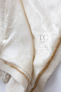 CHANEL 17PF Ivory Cream Wool Tweed Coat Jacket 38 40 シャネル アイボリー クリーム ウール ツイード コート ジャケット 即発