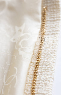 CHANEL 17PF Ivory Cream Wool Tweed Coat Jacket 38 40 シャネル アイボリー クリーム ウール ツイード コート ジャケット 即発