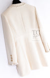 CHANEL 17PF Ivory Cream Wool Tweed Coat Jacket 38 40 シャネル アイボリー クリーム ウール ツイード コート ジャケット 即発
