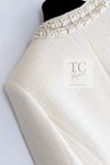 CHANEL 17PF Ivory Cream Wool Tweed Coat Jacket 38 40 シャネル アイボリー クリーム ウール ツイード コート ジャケット 即発