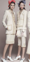 CHANEL 17PF Ivory Cream Wool Tweed Coat Jacket 38 40 シャネル アイボリー クリーム ウール ツイード コート ジャケット 即発