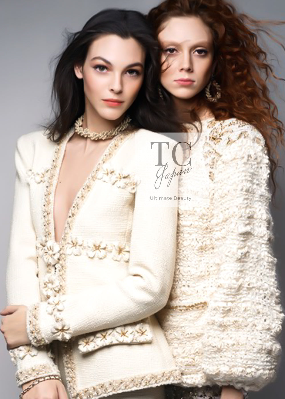 CHANEL 17PF Ivory Cream Wool Tweed Coat Jacket 38 40 シャネル アイボリー クリーム ウール ツイード コート ジャケット 即発