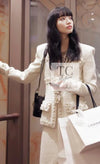 CHANEL 17PF Ivory Cream Wool Tweed Coat Jacket 38 40 シャネル アイボリー クリーム ウール ツイード コート ジャケット 即発