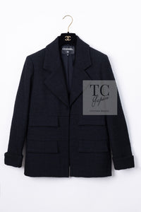 CHANEL 17C Black Wool 100% Pocket Tweed Jacket 42 44 46 シャネル ブラック ウール ポケット ツイード ジャケット 即発