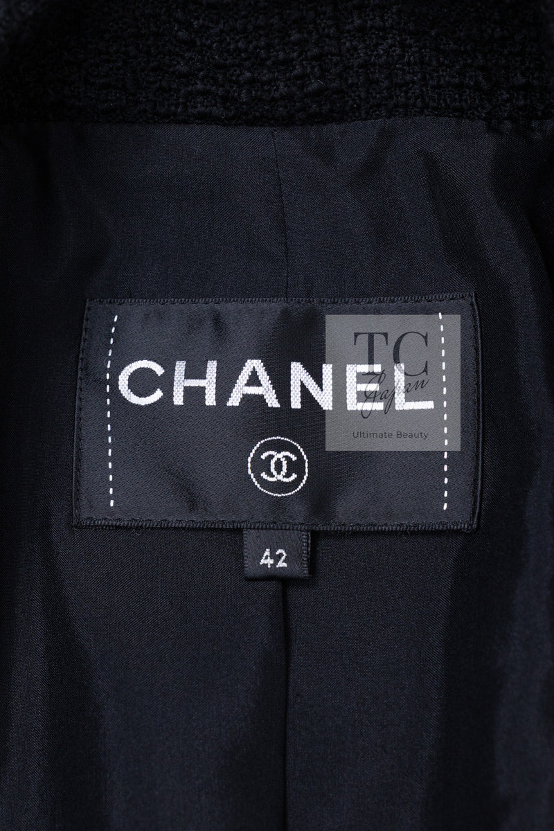 CHANEL 17C Black Wool 100% Pocket Tweed Jacket 42 44 46 シャネル ブラック ウール ポケット ツイード ジャケット 即発