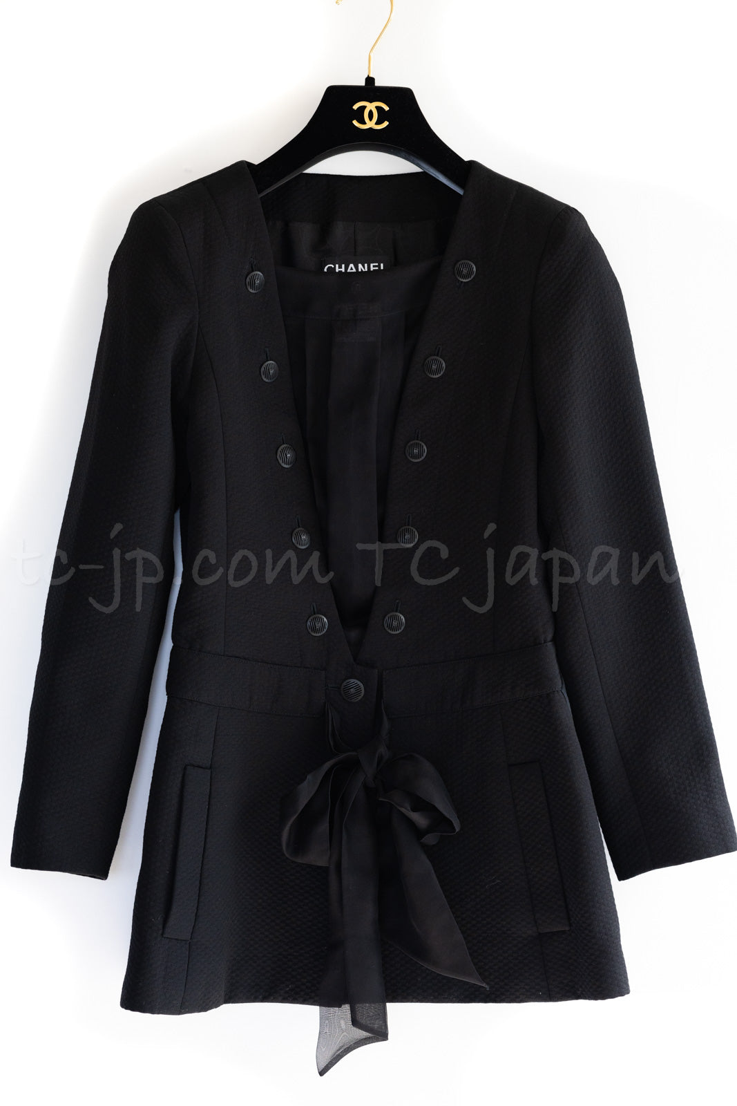 シャネル トップス ジャケット CHANEL 02S ブラック コットン シルク