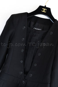 CHANEL 02S Black Cotton Silk Chiffon Organza Ribbon Tops Jacket 34 シャネル ブラック コットン シルク シフォン オーガンジー リボントップス ジャケット 即発