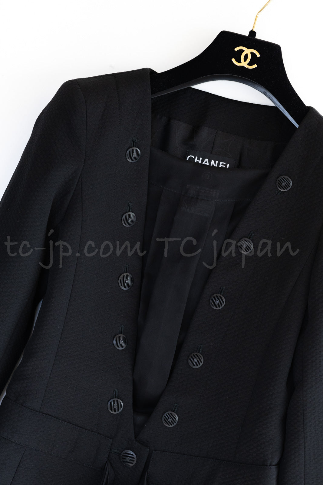 CHANEL 02S Black Cotton Silk Chiffon Organza Ribbon Tops Jacket 34 シャネル ブラック コットン シルク シフォン オーガンジー リボントップス ジャケット 即発