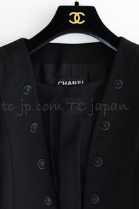 CHANEL 02S Black Cotton Silk Chiffon Organza Ribbon Tops Jacket 34 シャネル ブラック コットン シルク シフォン オーガンジー リボントップス ジャケット 即発