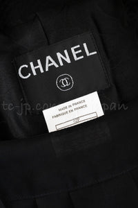 CHANEL 02S Black Cotton Silk Chiffon Organza Ribbon Tops Jacket 34 シャネル ブラック コットン シルク シフォン オーガンジー リボントップス ジャケット 即発