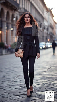 CHANEL 02S Black Cotton Silk Chiffon Organza Ribbon Tops Jacket 34 シャネル ブラック コットン シルク シフォン オーガンジー リボントップス ジャケット 即発