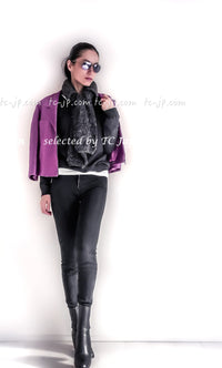 CHANEL 01S Purple Pink Cotton Zipper Jacket 38 40 シャネル パープル ピンク コットン ジッパー ジャケット 即発