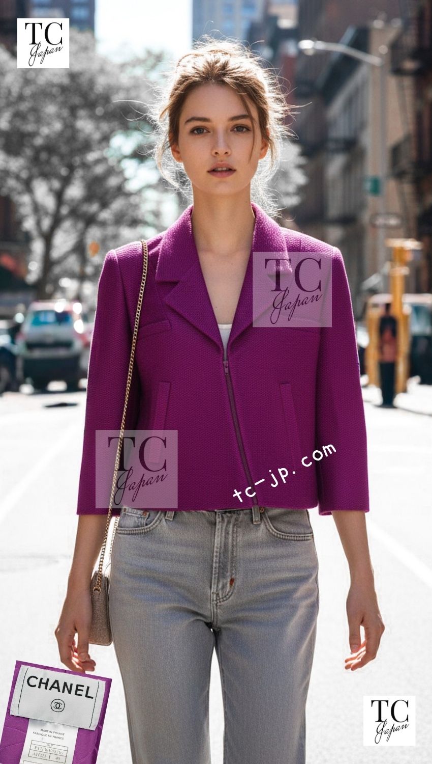 CHANEL 01S purple and pink cotton zip jacket