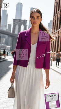 CHANEL 01S Purple Pink Cotton Zipper Jacket 38 40 シャネル パープル ピンク コットン ジッパー ジャケット 即発