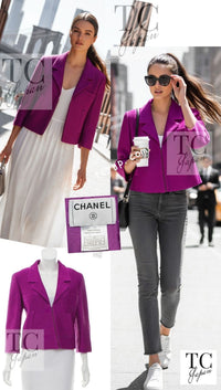 CHANEL 01S Purple Pink Cotton Zipper Jacket 38 40 シャネル パープル ピンク コットン ジッパー ジャケット 即発