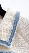 CHANEL 07S Ivory Wash Blue Trim Cotton Jacket 34 シャネル アイボリー ライトブルー トリミング コットン ジャケット 即発