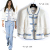 CHANEL 07S Ivory Wash Blue Trim Cotton Jacket 34 シャネル アイボリー ライトブルー トリミング コットン ジャケット 即発