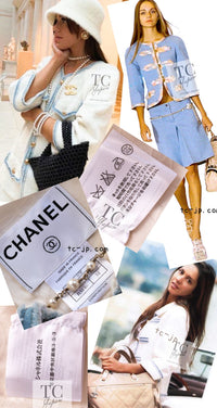 CHANEL 07S Ivory Wash Blue Trim Cotton Jacket 34 シャネル アイボリー ライトブルー トリミング コットン ジャケット 即発