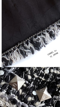 CHANEL 03A White Black Mixed Lesage Sequin Tweed Jacket 38 シャネル ホワイト ブラック ミックス ルサージュ スパンコール ツイード ジャケット 即発