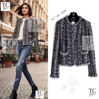 CHANEL 03A White Black Mixed Lesage Sequin Tweed Jacket 38 シャネル ホワイト ブラック ミックス ルサージュ スパンコール ツイード ジャケット 即発