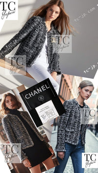 CHANEL 03A White Black Mixed Lesage Sequin Tweed Jacket 38 シャネル ホワイト ブラック ミックス ルサージュ スパンコール ツイード ジャケット 即発