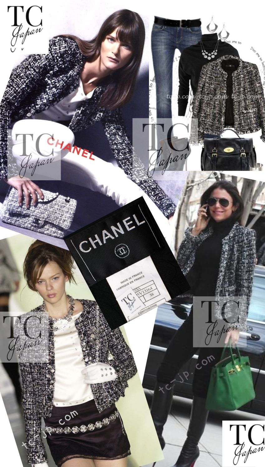 CHANEL 03A White Black Mixed Lesage Sequin Tweed Jacket 38 シャネル ホワイト ブラック ミックス ルサージュ スパンコール ツイード ジャケット 即発