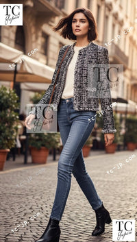 CHANEL 03A White Black Mixed Lesage Sequin Tweed Jacket 38 シャネル ホワイト ブラック ミックス ルサージュ スパンコール ツイード ジャケット 即発