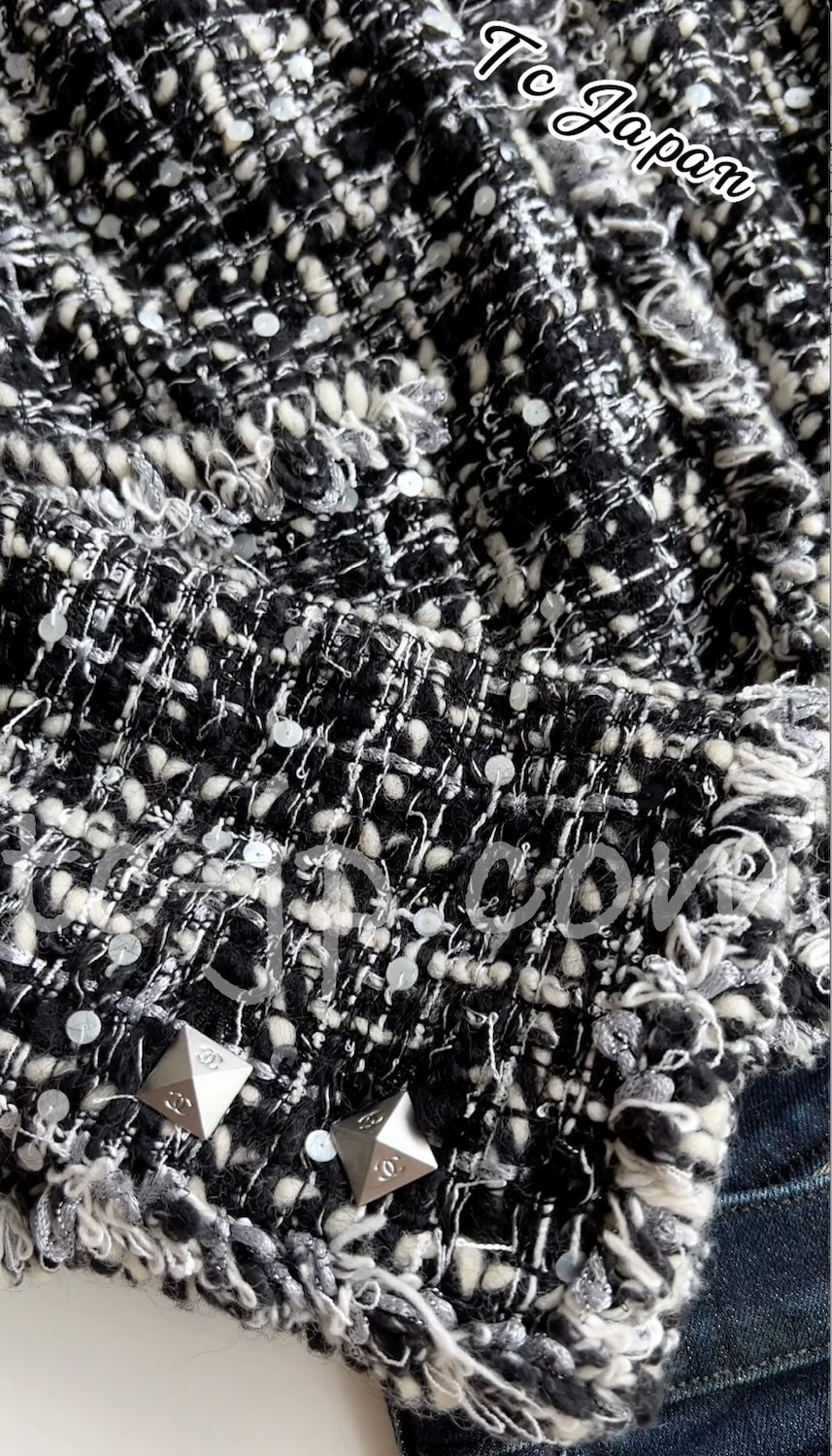 CHANEL 03A White Black Mixed Lesage Sequin Tweed Jacket 38 シャネル ホワイト ブラック ミックス ルサージュ スパンコール ツイード ジャケット 即発
