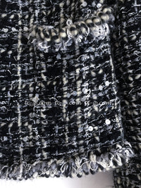 CHANEL 03A White Black Mixed Lesage Sequin Tweed Jacket 38 シャネル ホワイト ブラック ミックス ルサージュ スパンコール ツイード ジャケット 即発