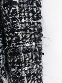 CHANEL 03A White Black Mixed Lesage Sequin Tweed Jacket 38 シャネル ホワイト ブラック ミックス ルサージュ スパンコール ツイード ジャケット 即発