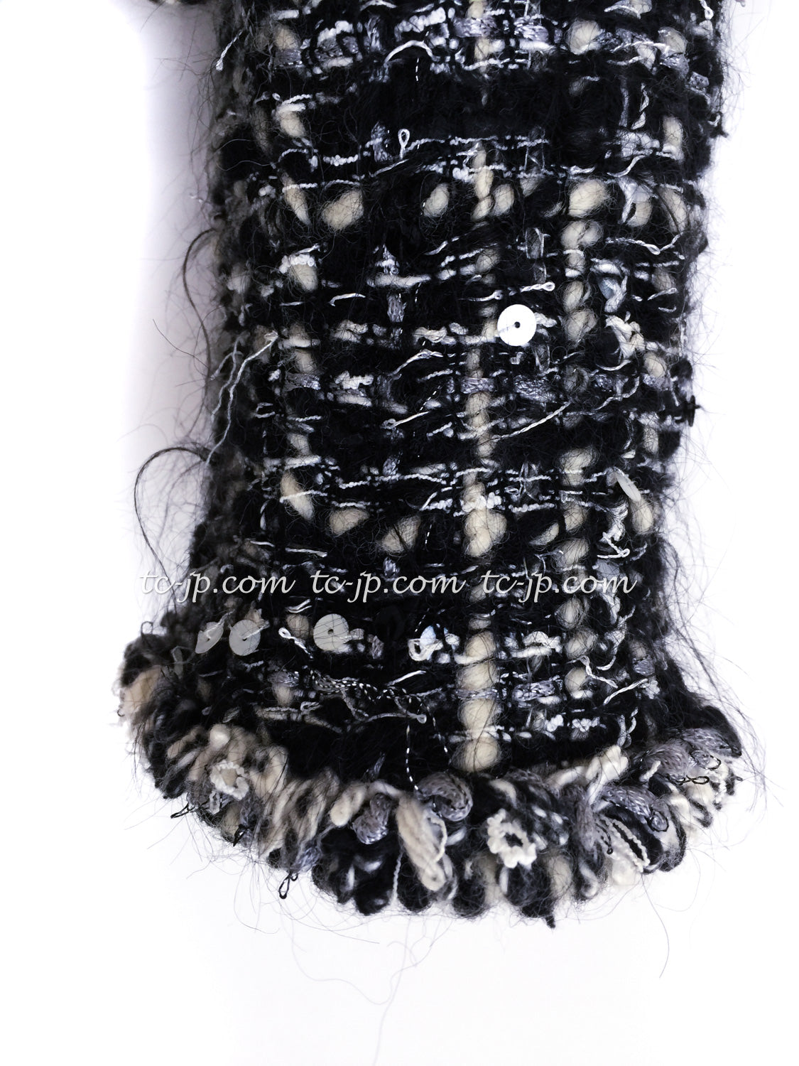 CHANEL 03A White Black Mixed Lesage Sequin Tweed Jacket 38 シャネル ホワイト ブラック ミックス ルサージュ スパンコール ツイード ジャケット 即発