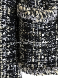 CHANEL 03A White Black Mixed Lesage Sequin Tweed Jacket 38 シャネル ホワイト ブラック ミックス ルサージュ スパンコール ツイード ジャケット 即発
