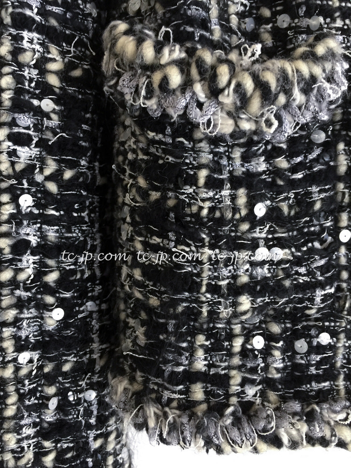 CHANEL 03A White Black Mixed Lesage Sequin Tweed Jacket 38 シャネル ホワイト ブラック ミックス ルサージュ スパンコール ツイード ジャケット 即発