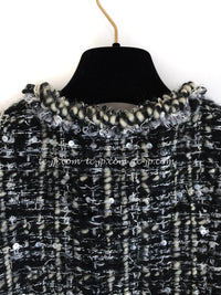 CHANEL 03A White Black Mixed Lesage Sequin Tweed Jacket 38 シャネル ホワイト ブラック ミックス ルサージュ スパンコール ツイード ジャケット 即発