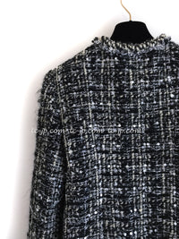 CHANEL 03A White Black Mixed Lesage Sequin Tweed Jacket 38 シャネル ホワイト ブラック ミックス ルサージュ スパンコール ツイード ジャケット 即発