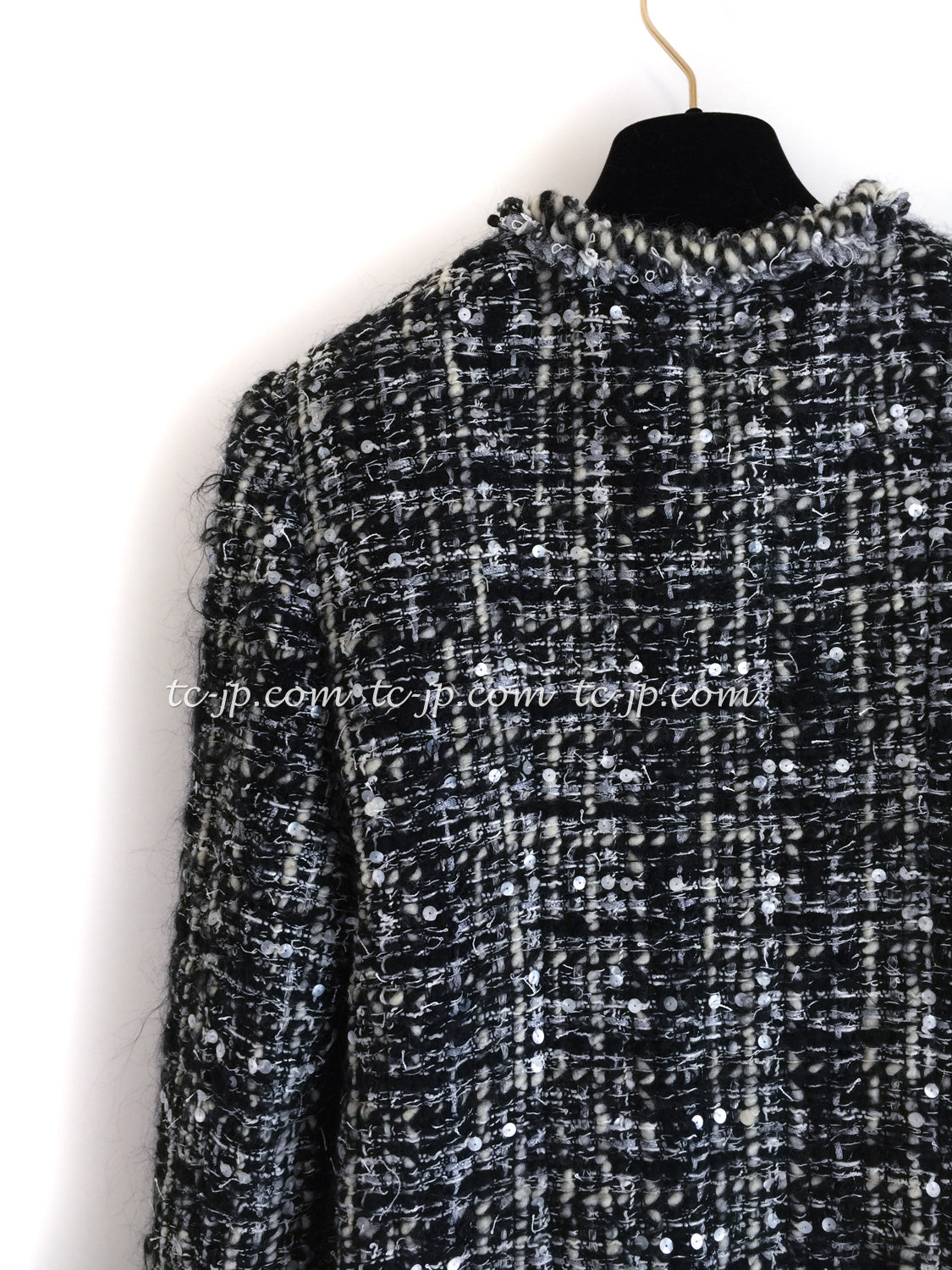 CHANEL 03A White Black Mixed Lesage Sequin Tweed Jacket 38 シャネル ホワイト ブラック ミックス ルサージュ スパンコール ツイード ジャケット 即発
