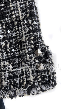 CHANEL 03A White Black Mixed Lesage Sequin Tweed Jacket 38 シャネル ホワイト ブラック ミックス ルサージュ スパンコール ツイード ジャケット 即発
