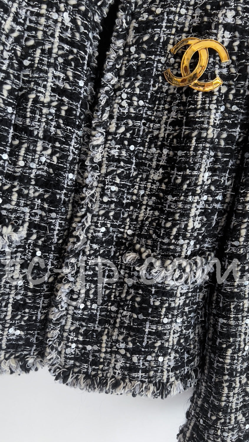 CHANEL 03A White Black Mixed Lesage Sequin Tweed Jacket 38 シャネル ホワイト ブラック ミックス ルサージュ スパンコール ツイード ジャケット 即発